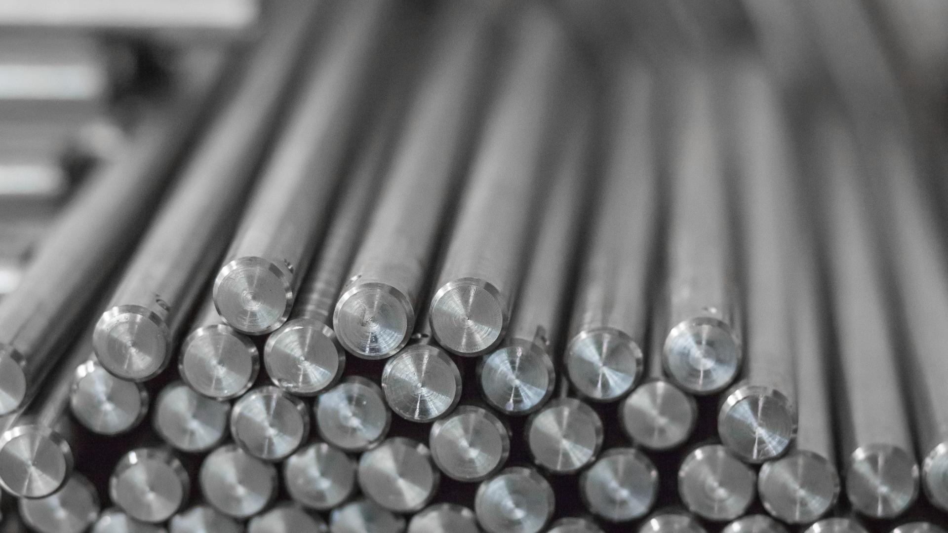 Inconel alloy bar close-up industrial metal texture
